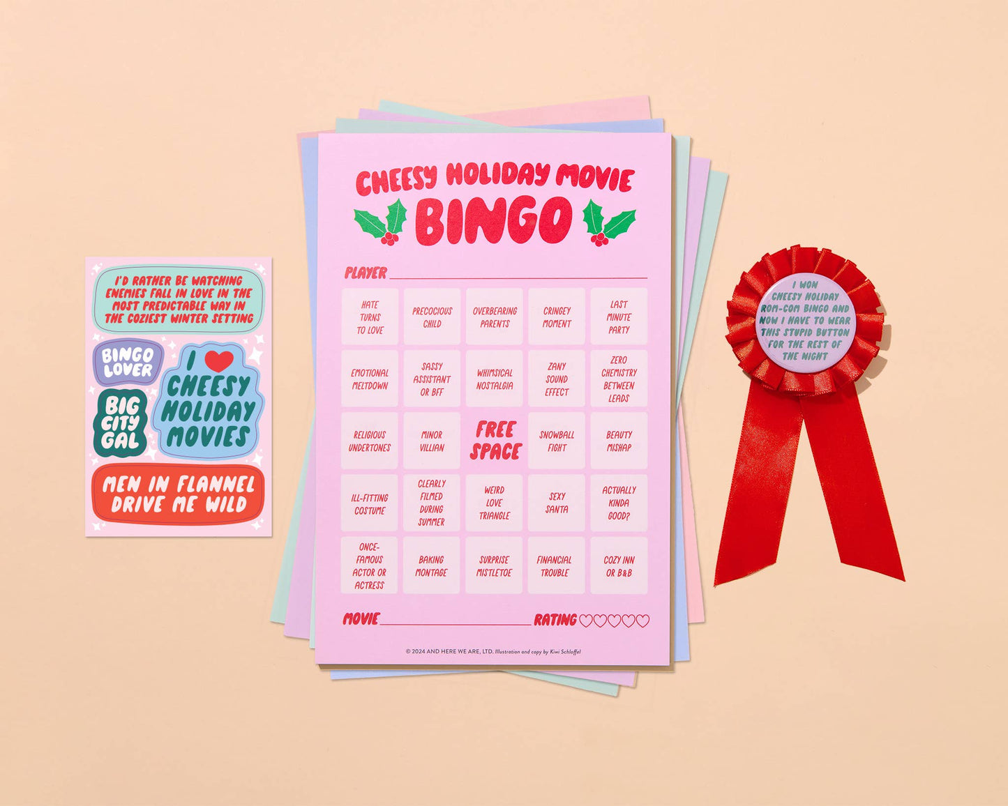 Cheesy Movie Bingo - Cheesy Holiday - Party Game Gift Stocking Stuffer Christmas gift pop culture