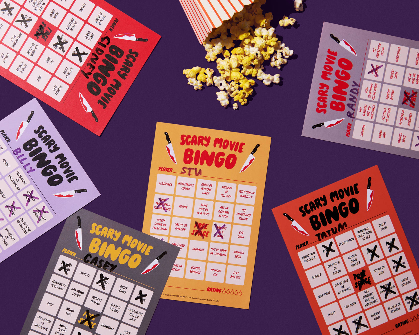 Scary Movie Cheesy Movie Night Bingo - Halloween , Pop Culture, Father's Day gift, Fall game, Spooky, Fun, pop culture