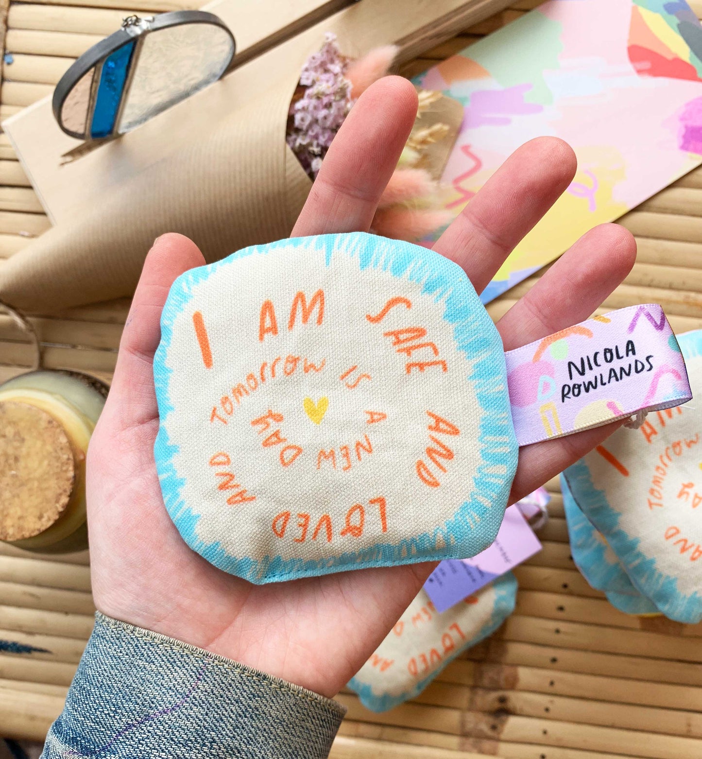Sensory palm bag: handmade lavender bag: blue