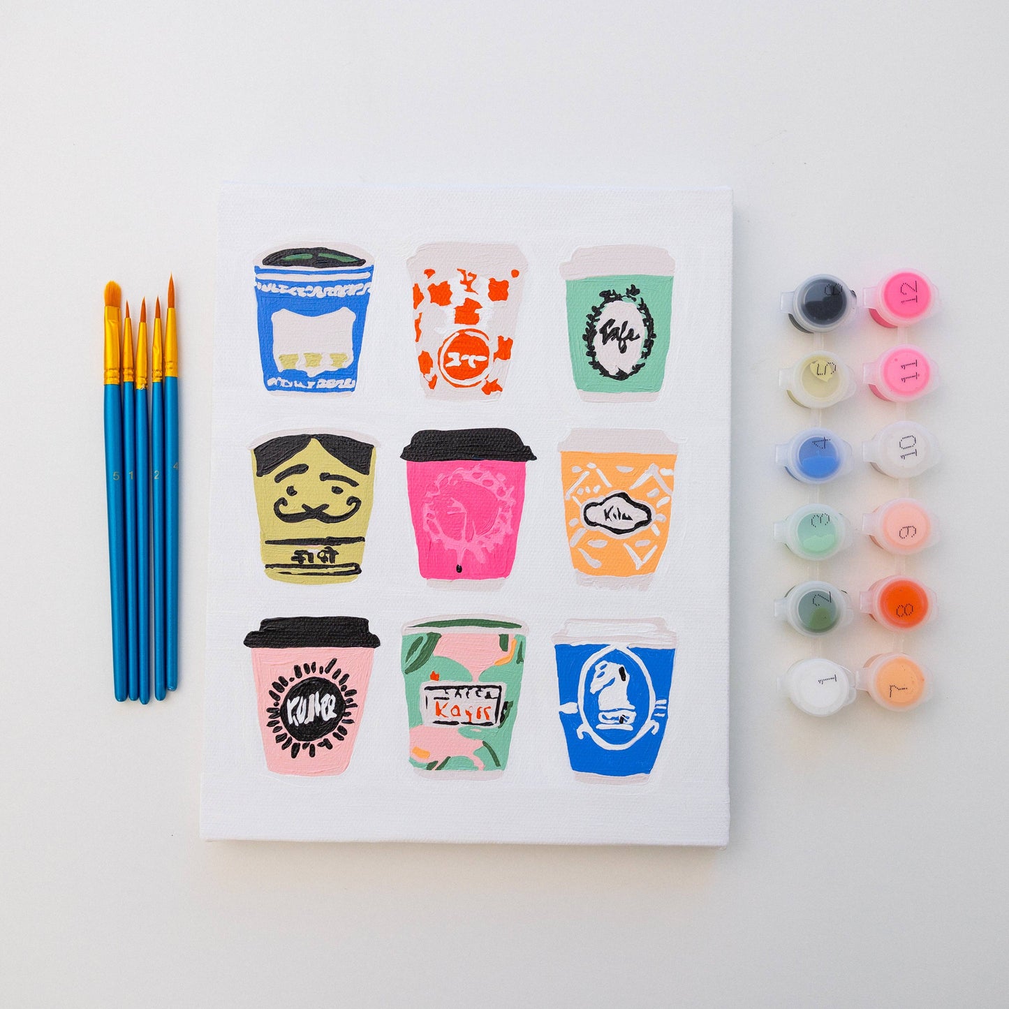 Coffee Cups by Lindsay Brackeen Paint by Numbers Framed Mini