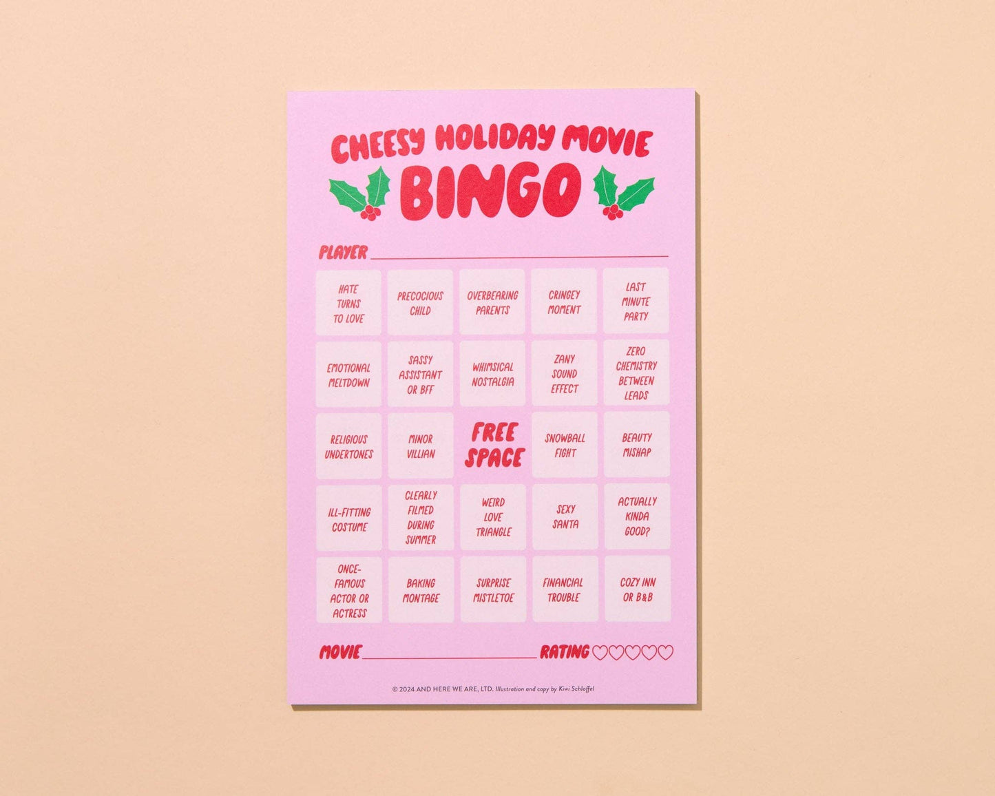 Cheesy Movie Bingo - Cheesy Holiday - Party Game Gift Stocking Stuffer Christmas gift pop culture