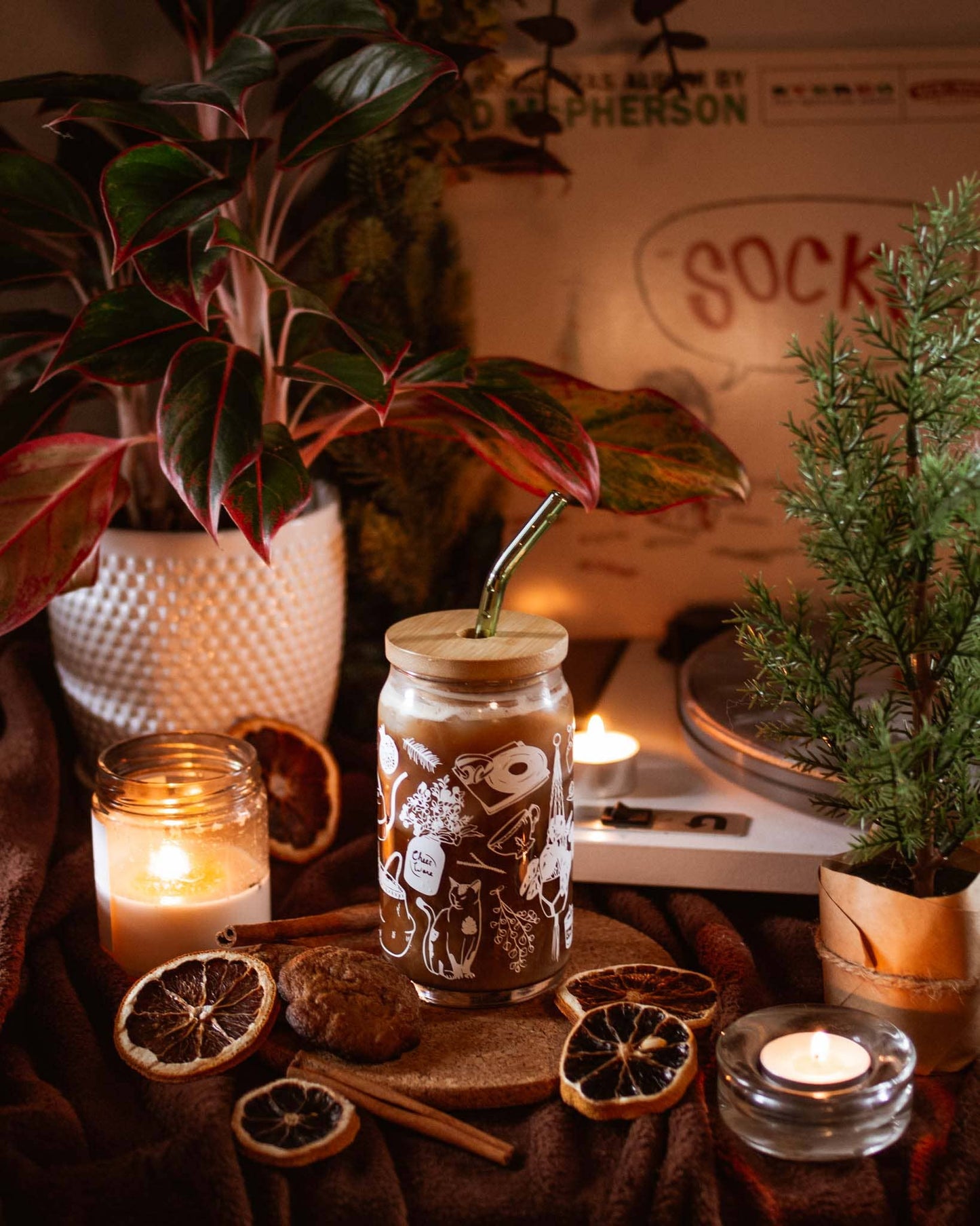 Cancelled Plans 16oz Can Glass | plants, records, cats & tea