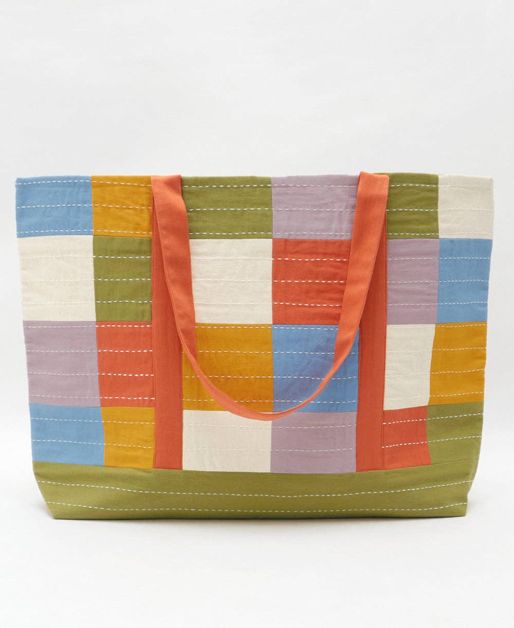 Checkered Canvas Tote Bag