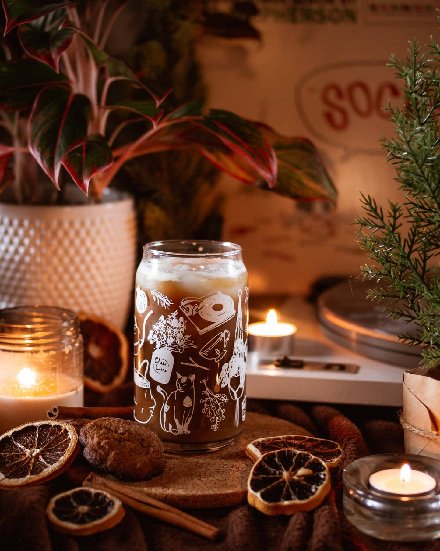 Cancelled Plans 16oz Can Glass | plants, records, cats & tea