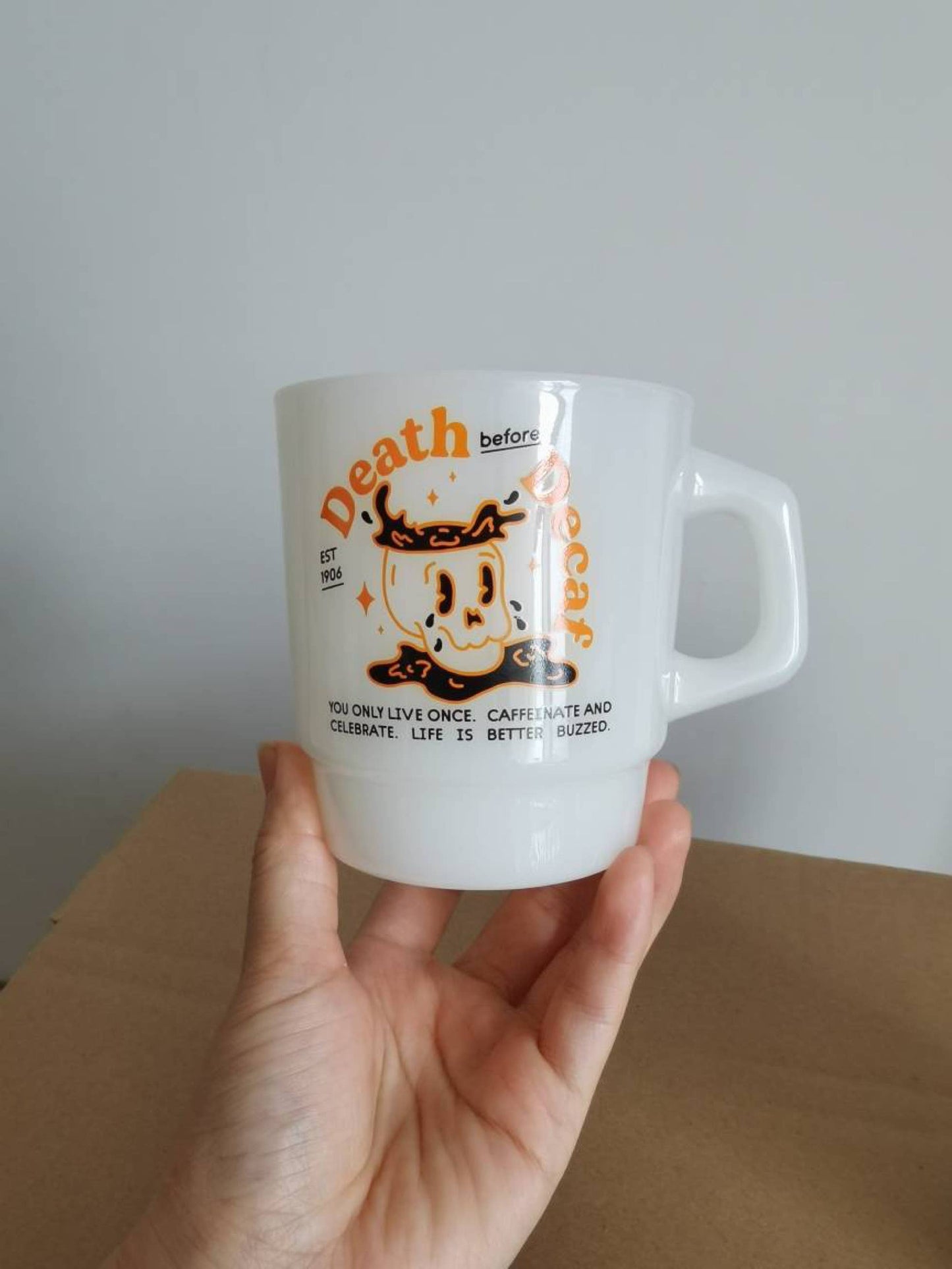 "Death before Decaf" Vintage Diner Mug