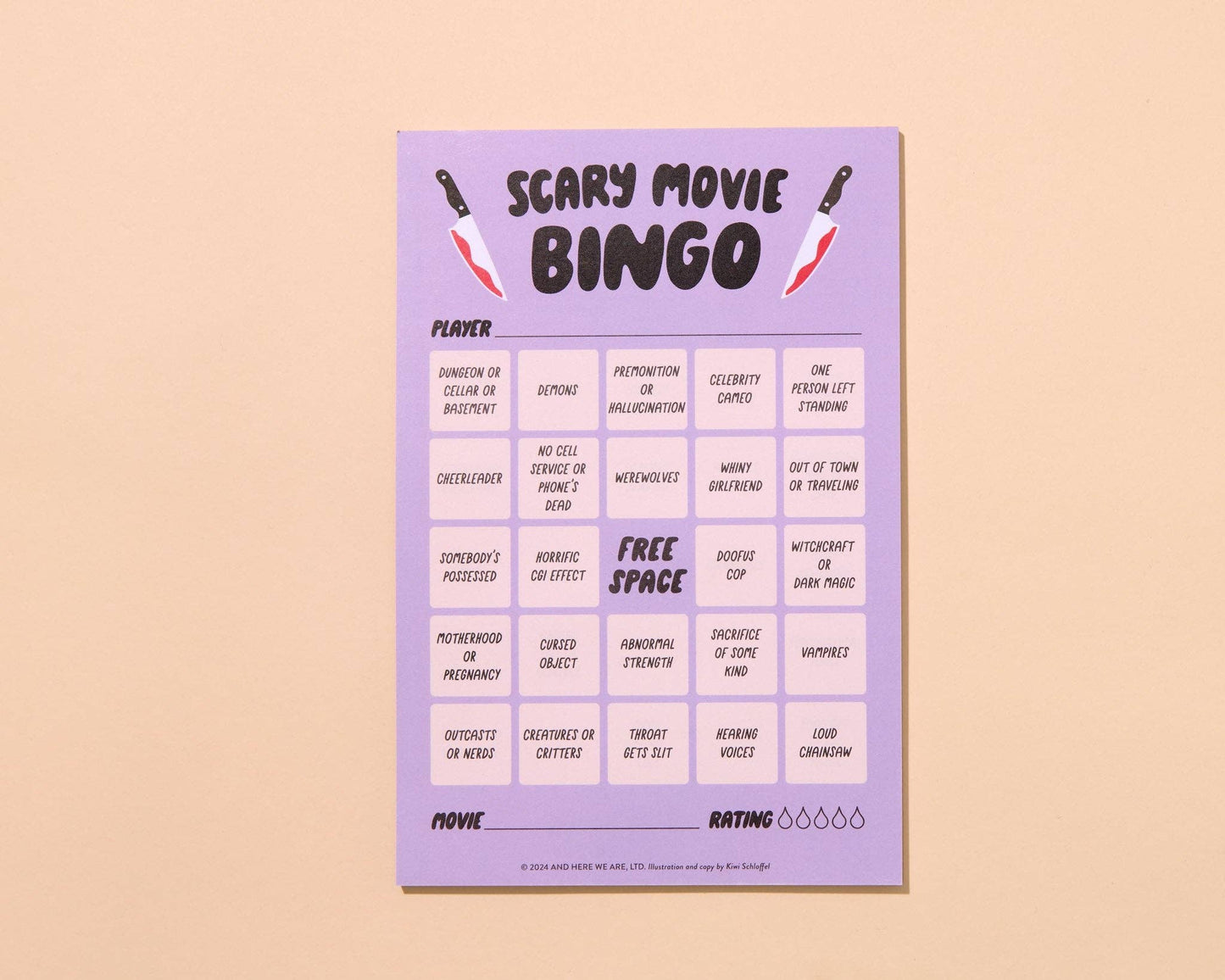 Scary Movie Cheesy Movie Night Bingo - Halloween , Pop Culture, Father's Day gift, Fall game, Spooky, Fun, pop culture