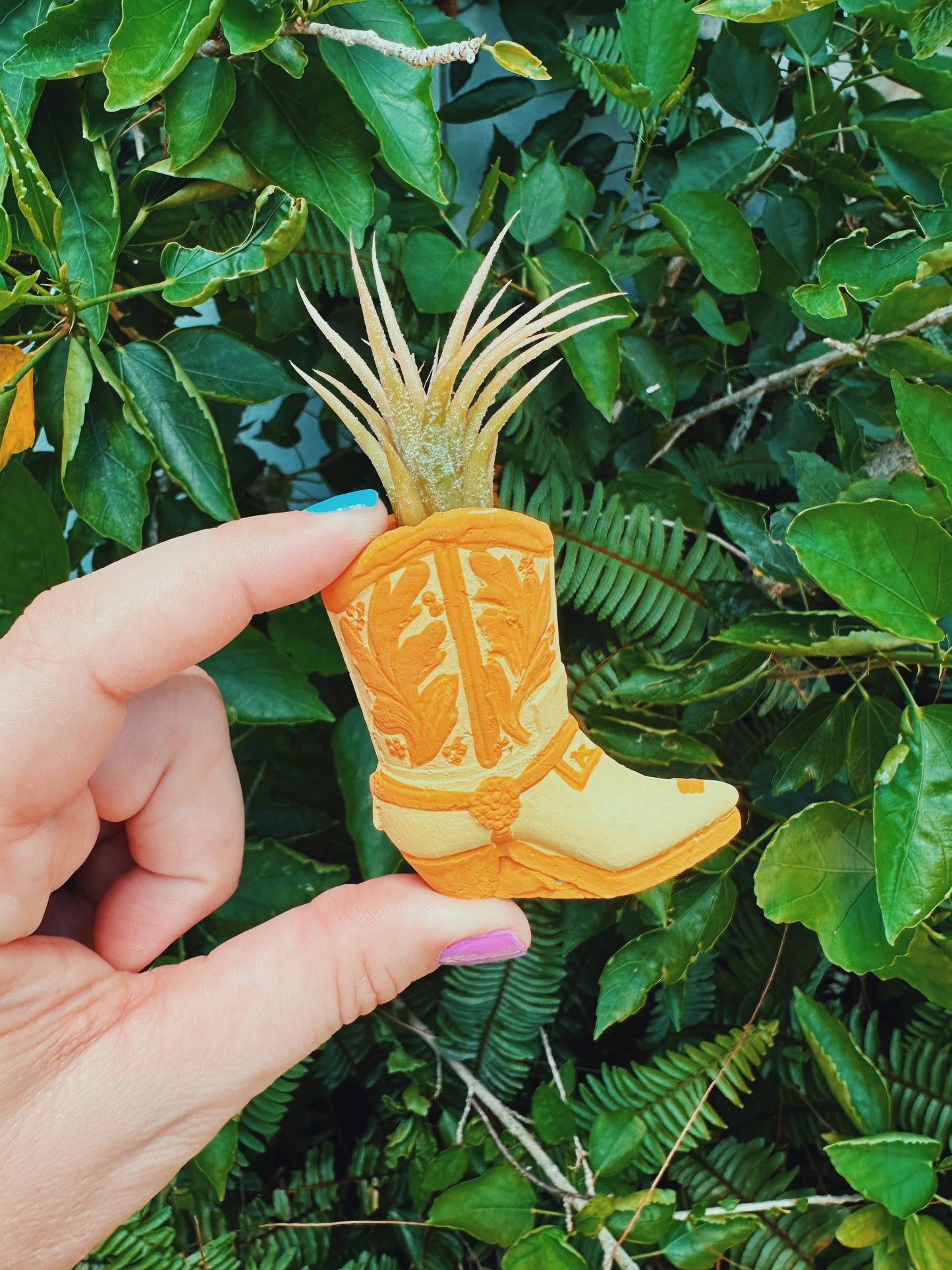 Mustard Western Boot Mini Planter