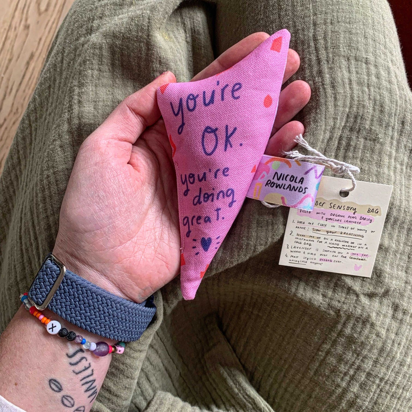 Sensory palm bag: handmade lavender bag:purple