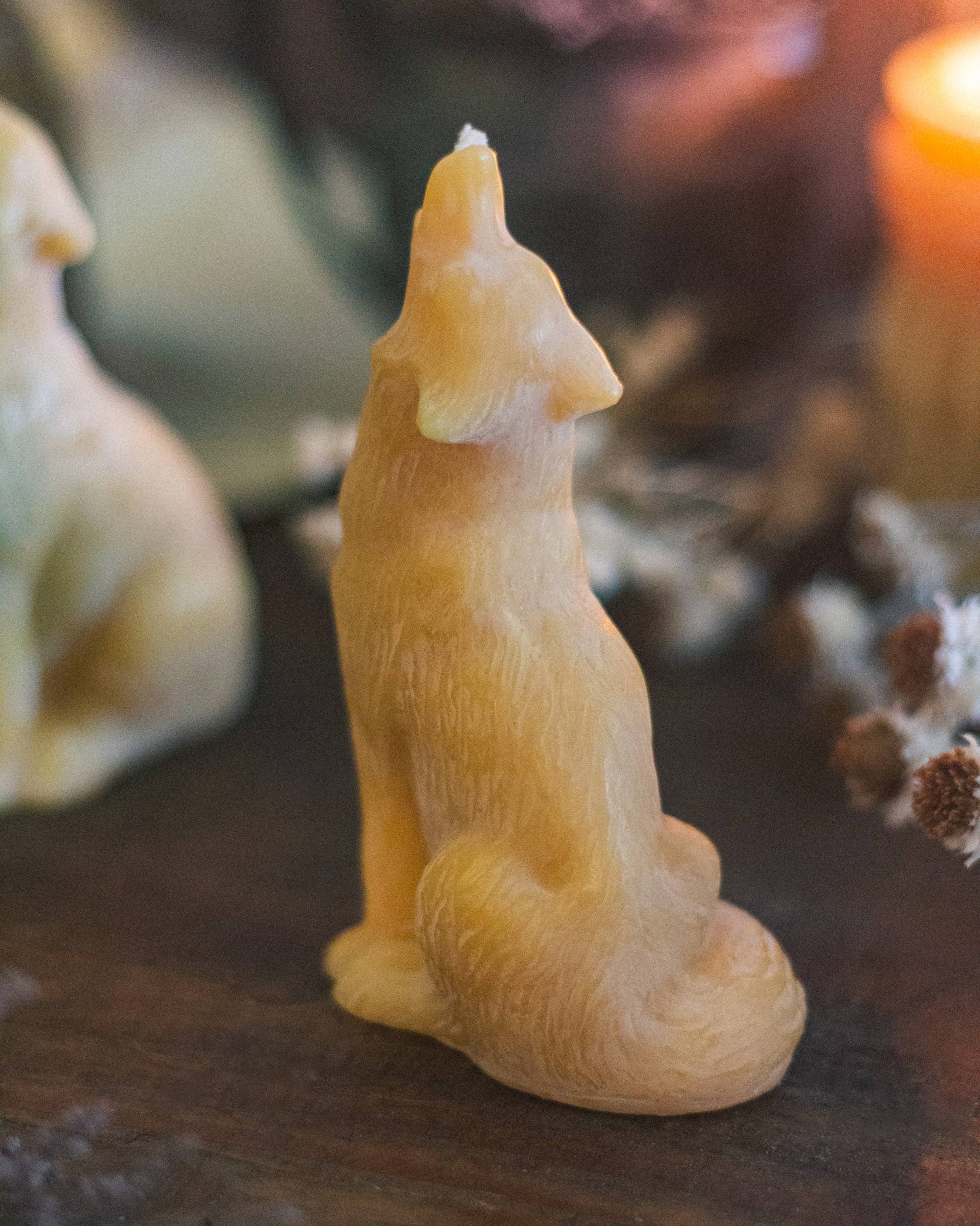 Howling Wolf Beeswax Candle