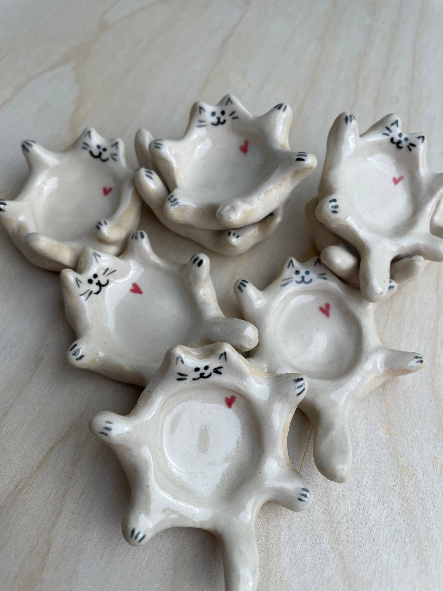 Handmade ceramic cat ring dish
