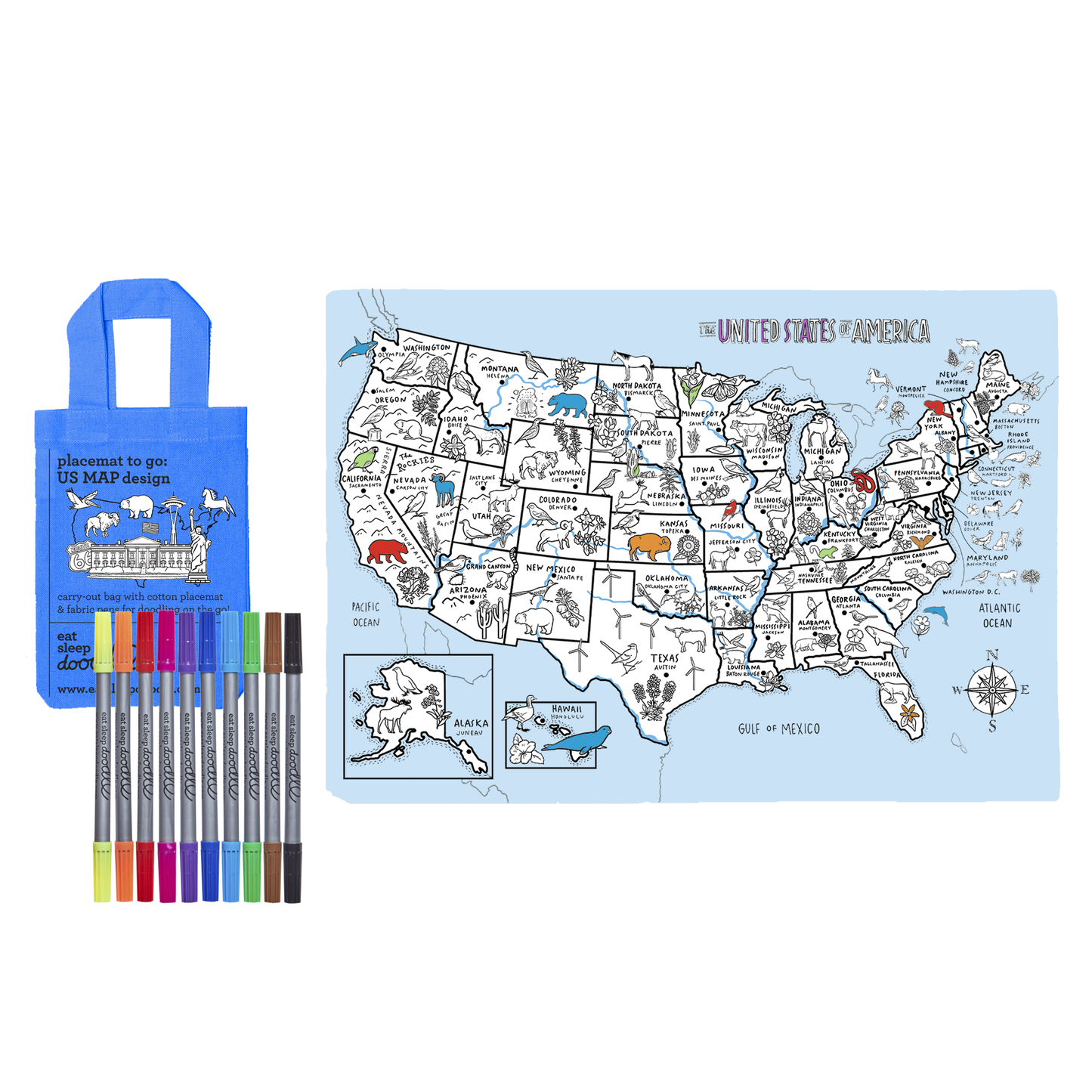 Craft Kit DIY - Coloring Mat - US Map