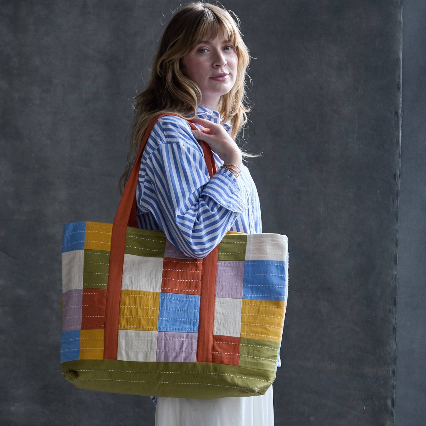 Checkered Canvas Tote Bag