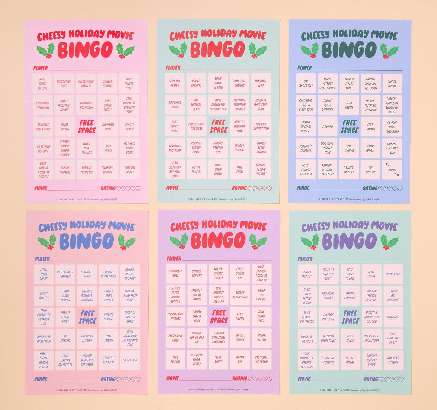 Cheesy Movie Bingo - Cheesy Holiday - Party Game Gift Stocking Stuffer Christmas gift pop culture