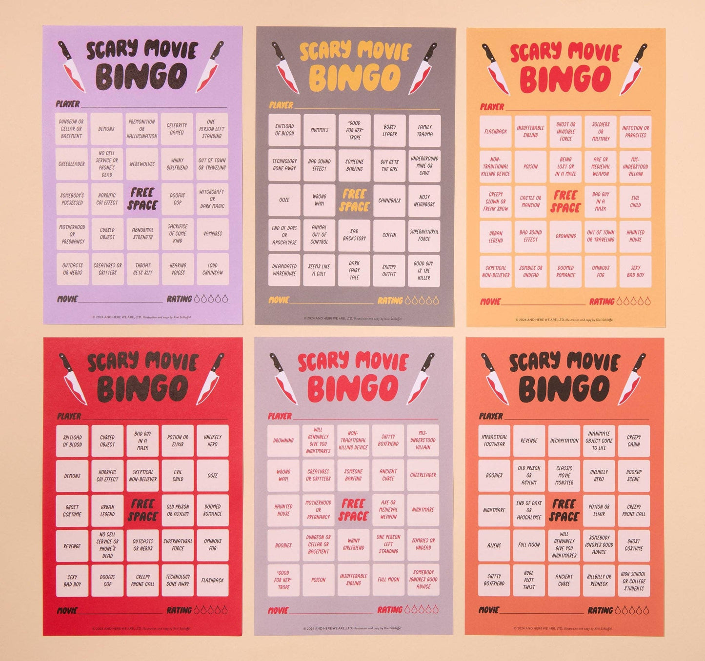 Scary Movie Cheesy Movie Night Bingo - Halloween , Pop Culture, Father's Day gift, Fall game, Spooky, Fun, pop culture
