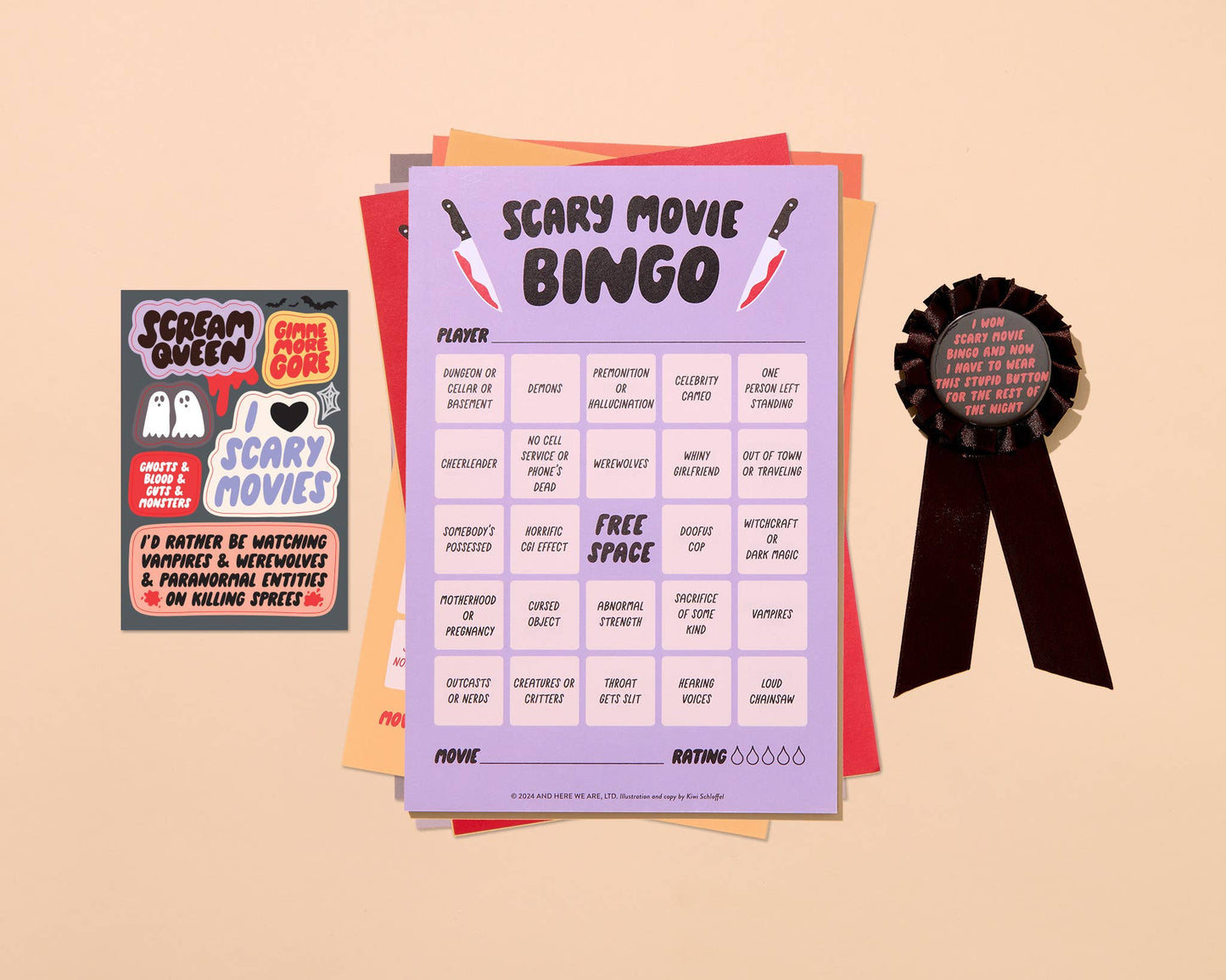 Scary Movie Cheesy Movie Night Bingo - Halloween , Pop Culture, Father's Day gift, Fall game, Spooky, Fun, pop culture