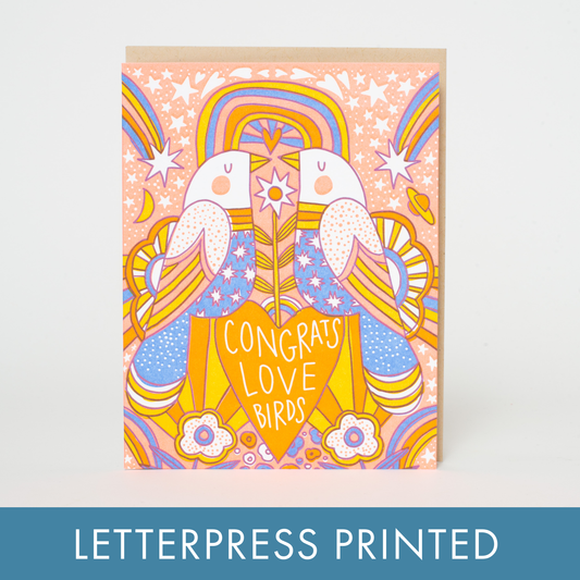 Wedding Congrats Love Birds Letterpress Greeting Card by Hello!Lucky