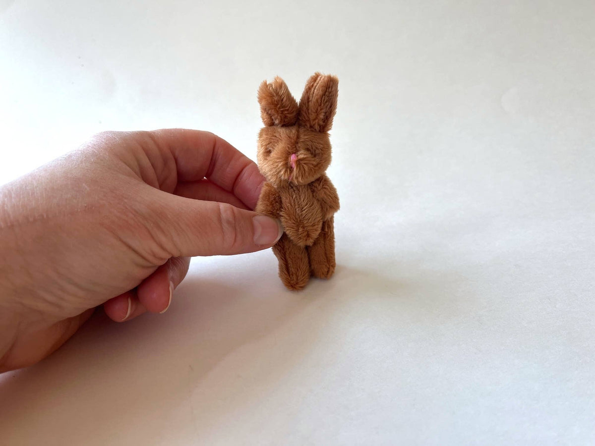 Miniature Plush Bunny Rabbit Brown 