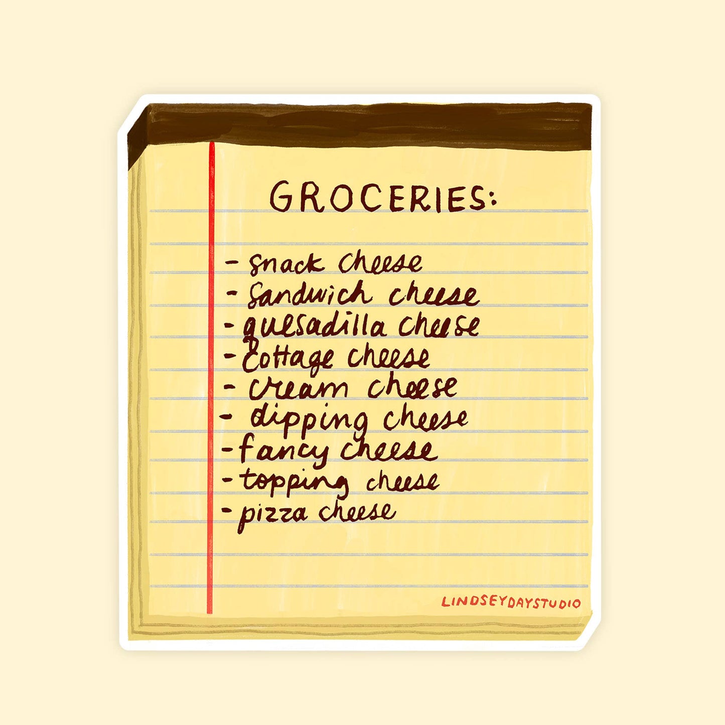 Cheese List Sticker