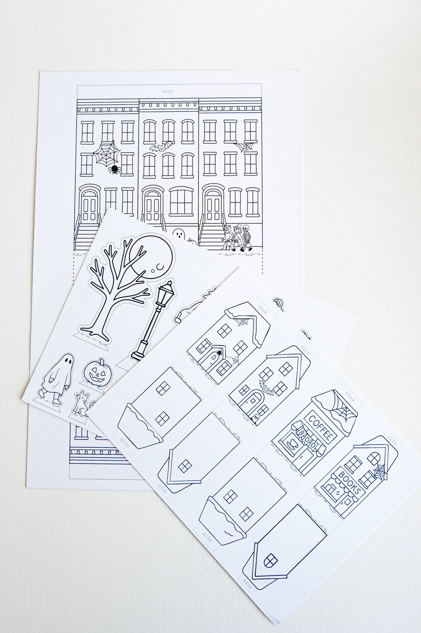 Color-Your-Own Halloween Village - DIY, Halloween Craft