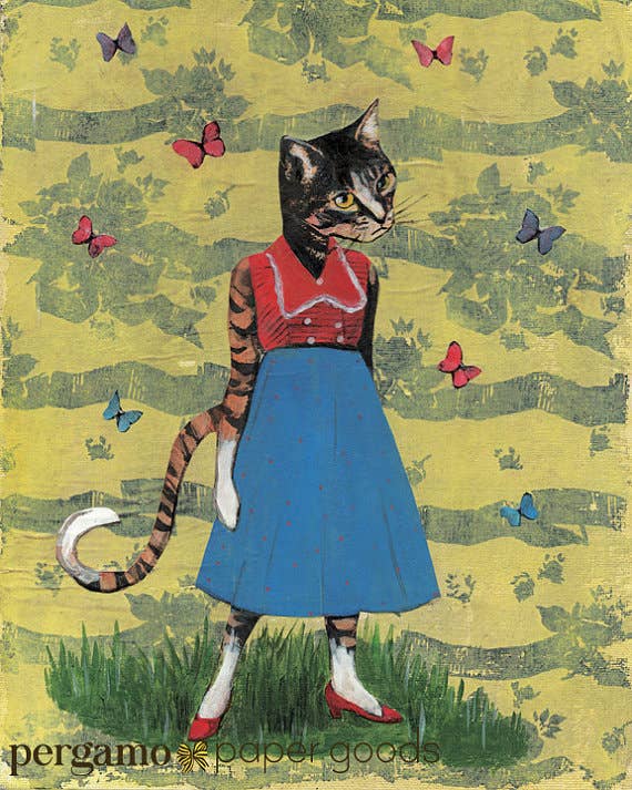 Butterfly Cat 8X10 Art Print