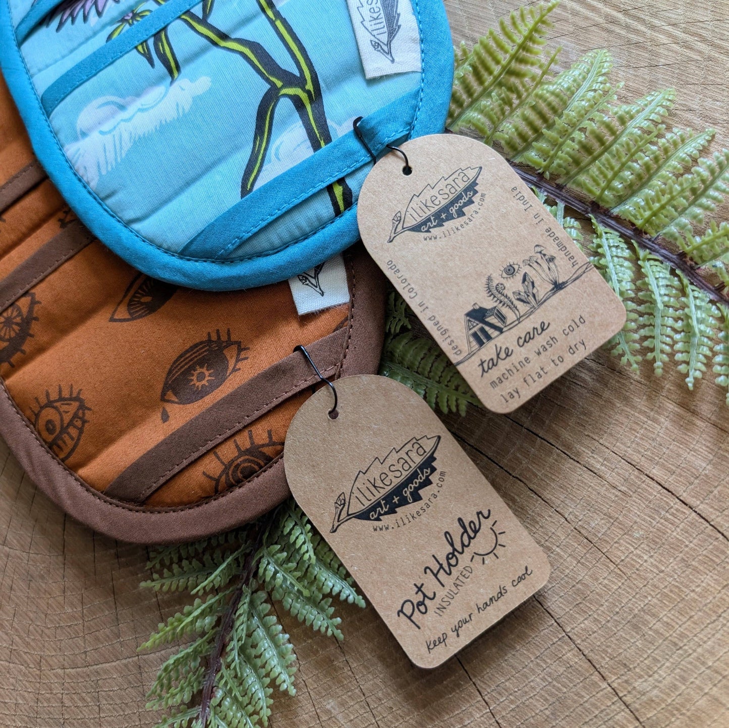 Insulated pot holder / hot pad | leaf - green