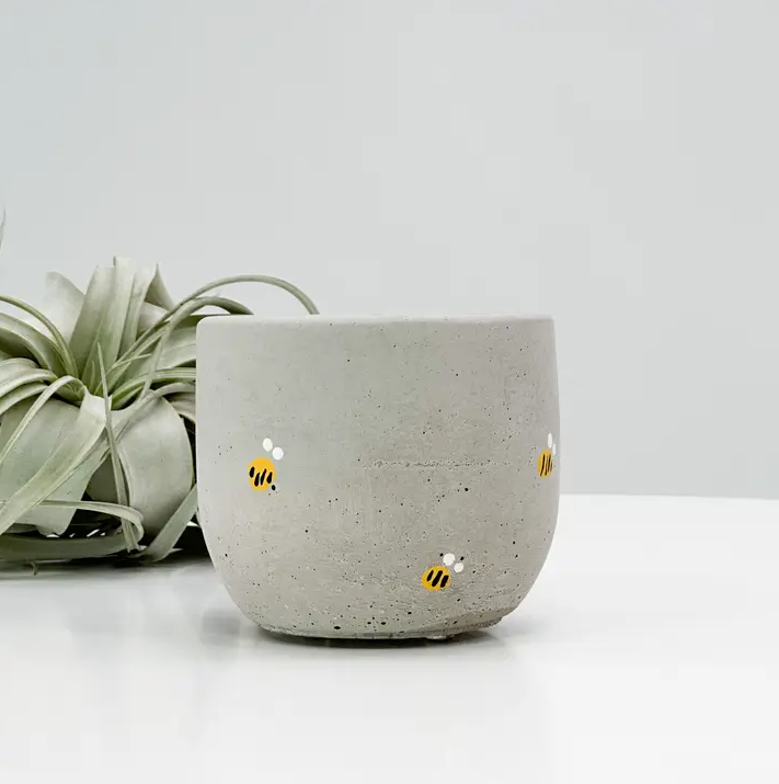 Concrete Planter - 4" | Plant Pot With Drainage Hole