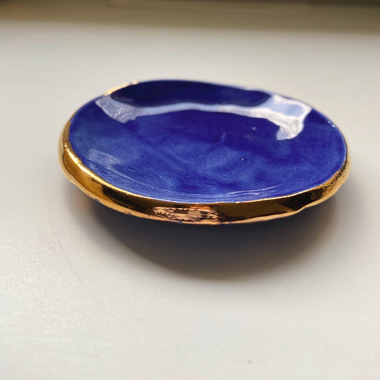 Cobalt blue and gold catch all dish