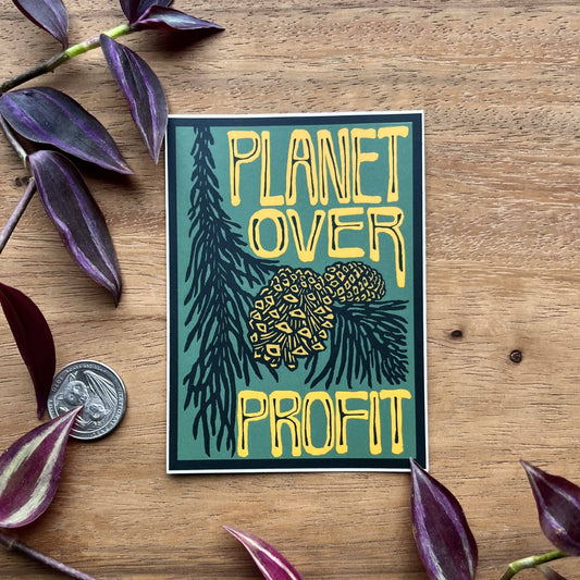 Planet Over Profit Sticker | matte vinyl environmental