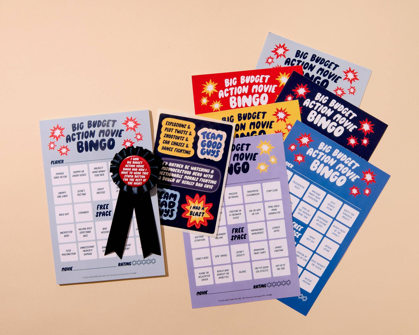 Big-budget Action Cheesy Movie Bingo - Summer, pop culture, party game,