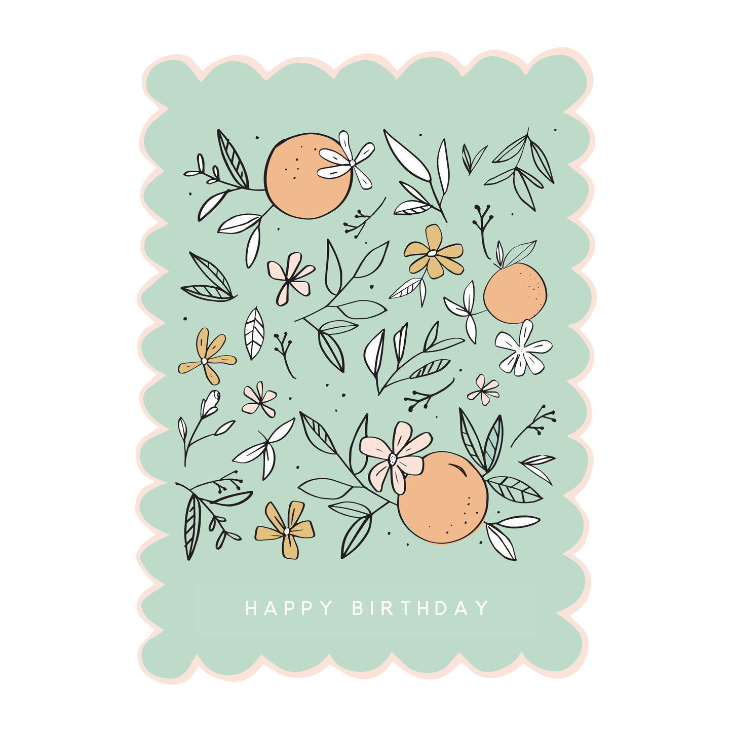 Happy Birthday Card - Orange Blossoms