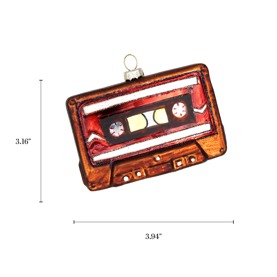 Glass Christmas Ornament Cassette Tape Vintage Gift 2025