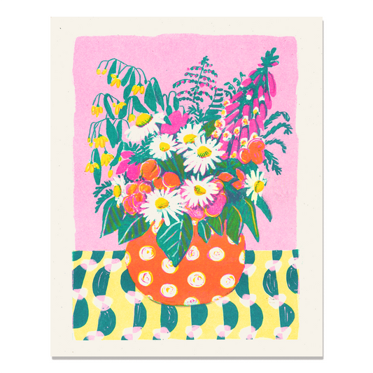 Daisies and Dots Risograph Art Prints