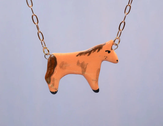 Chestnut Horse Ceramic Charm Necklace