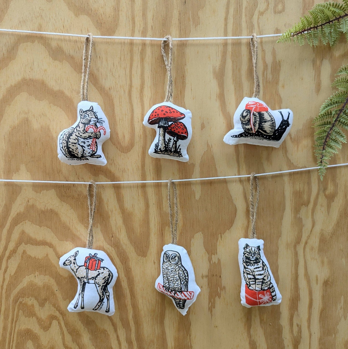 Stuffed plush ornament | gift snail - hand-screenprinted insect bug holiday Christmas decor