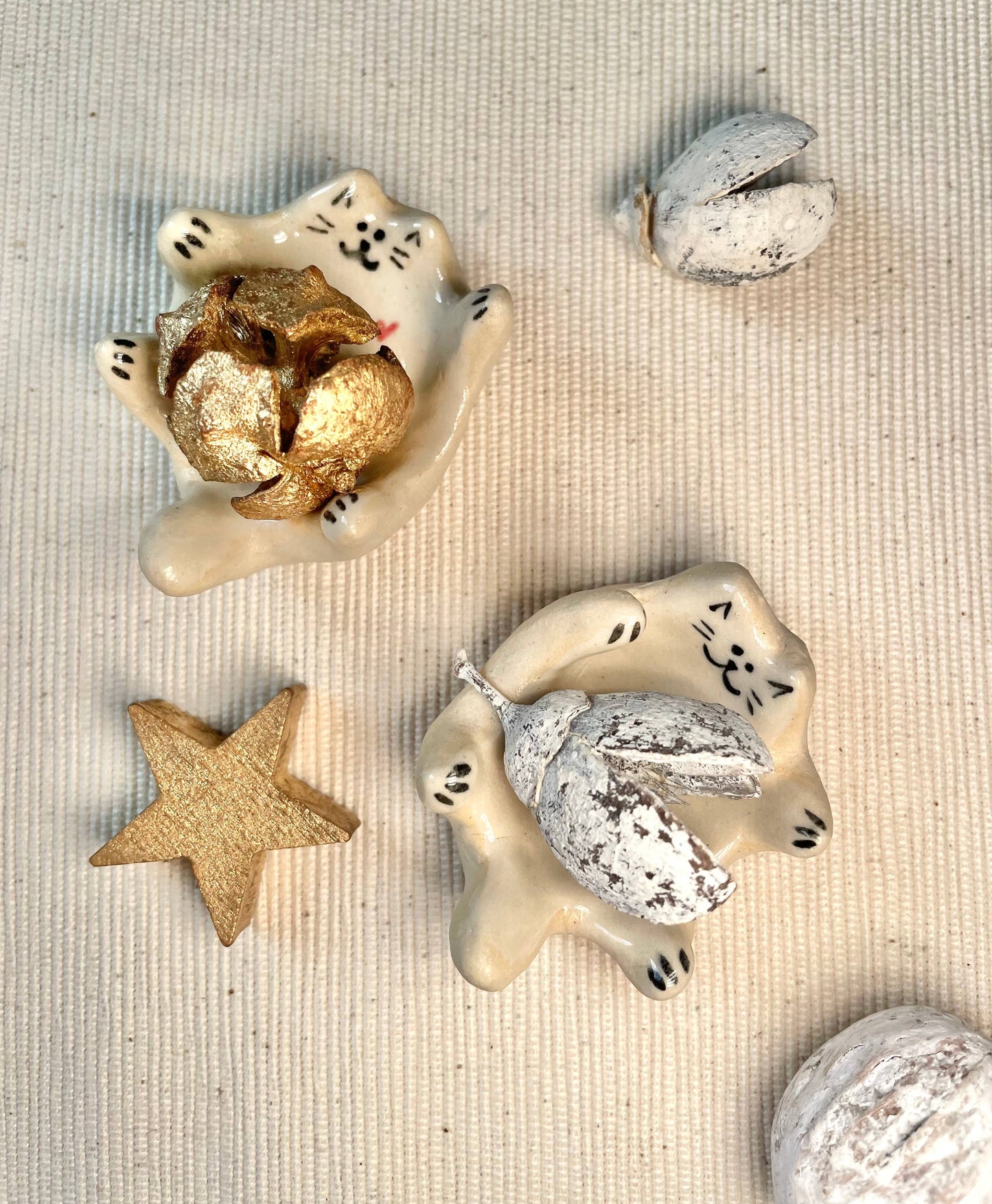 Handmade ceramic cat ring dish