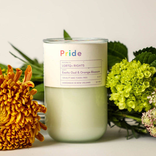PRIDE, LGBTQ+ Rights, Woodsy Citrus Scented Candle, Eco Soy