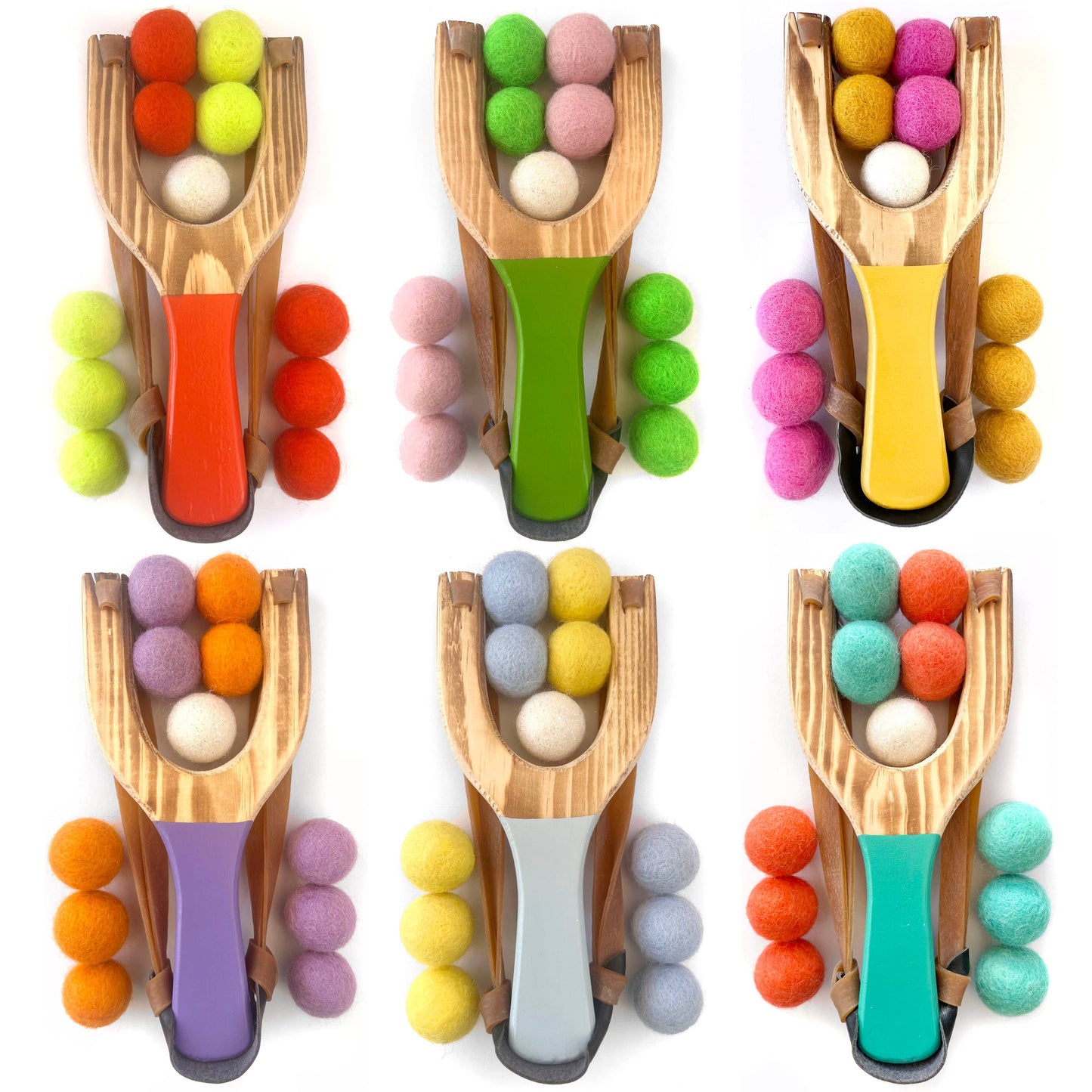 Pop Color Wooden Slingshots w/ Glitter Ball