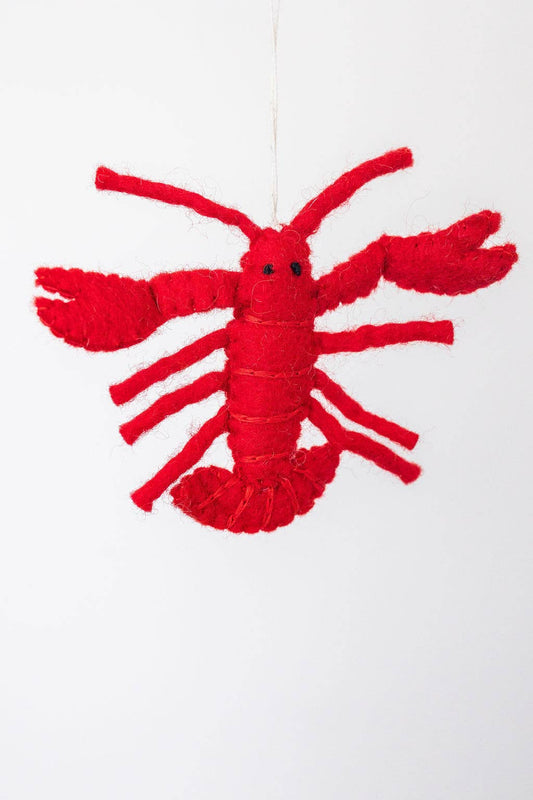 Christmas Lobster Ornament - Handmade Coastal Ornament