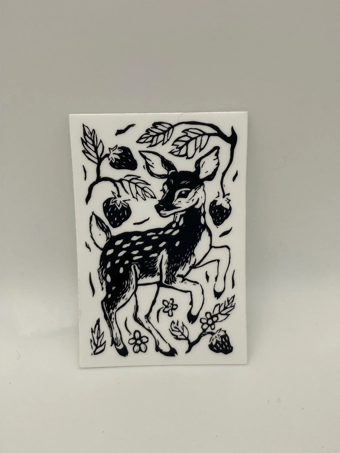 3" Vinyl Sticker - Deer + Strawberries