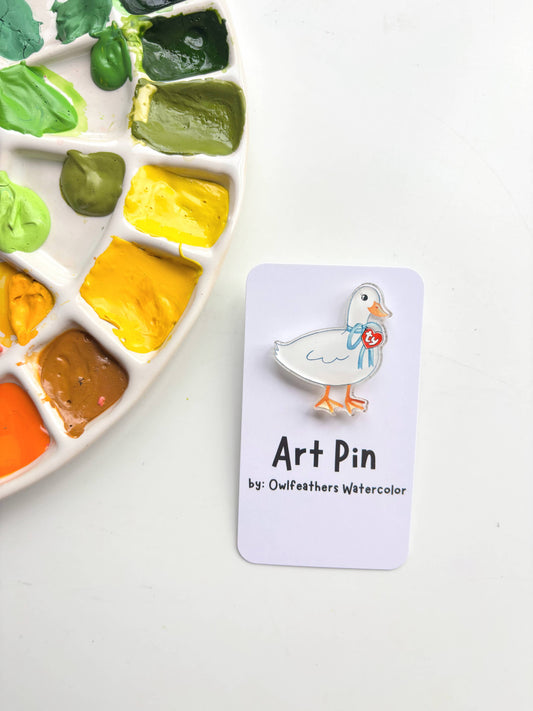 Retro TY Duck Acrylic Pin – 90s Nostalgia Bird Accessory