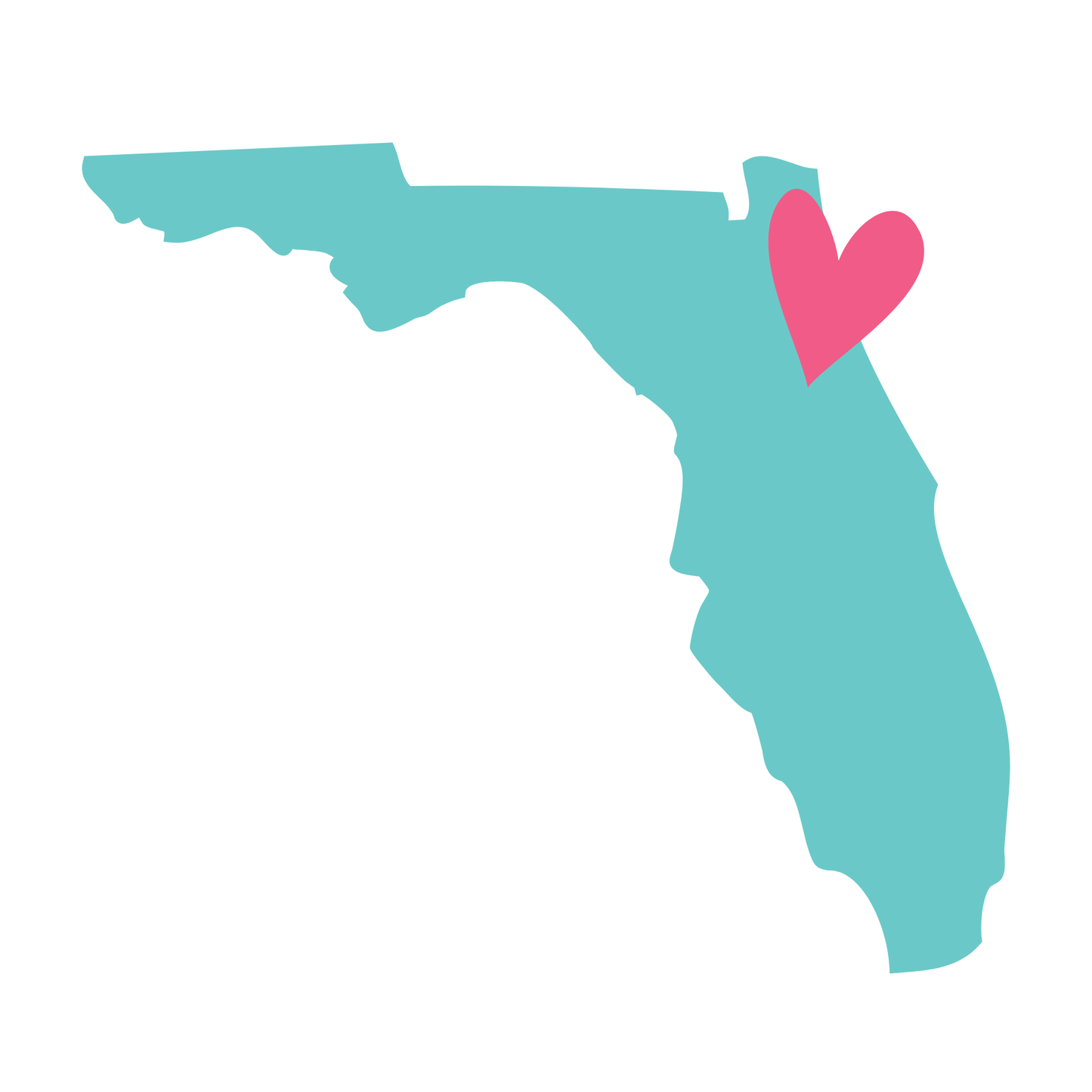 Teal Florida Heart Sticker
