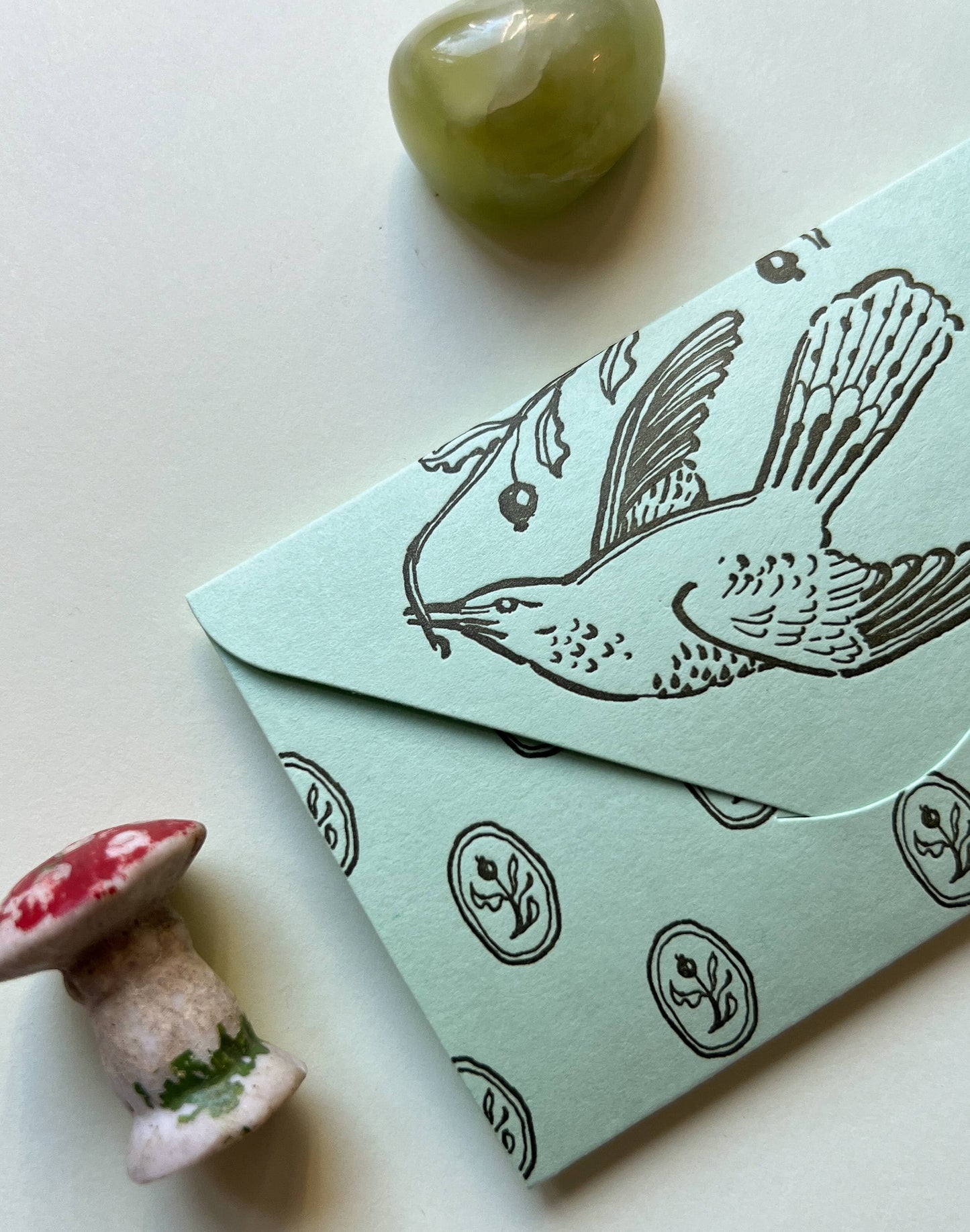 Holiday bird & holly mini fold up card