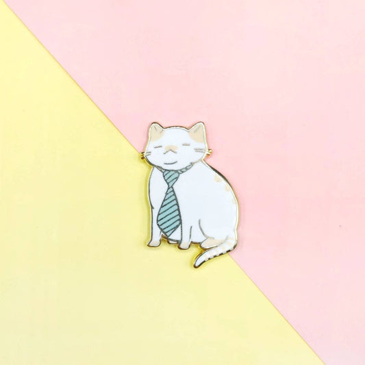Tired Office Cat Enamel Pin