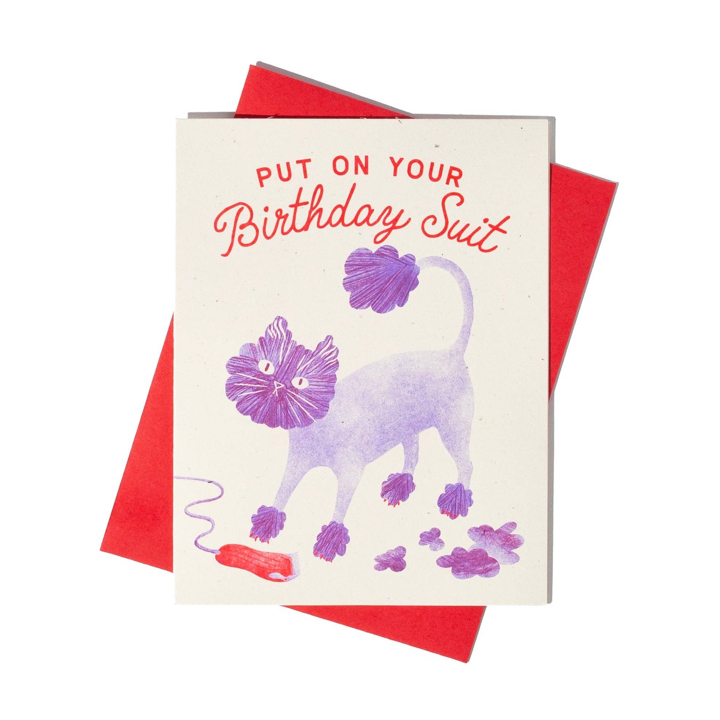 Birthday Suit Cat  - Risograph Card