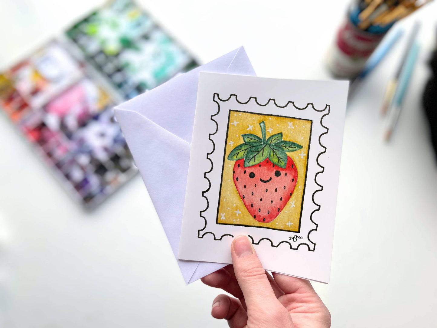 Strawberry Stamp Greeting Cards