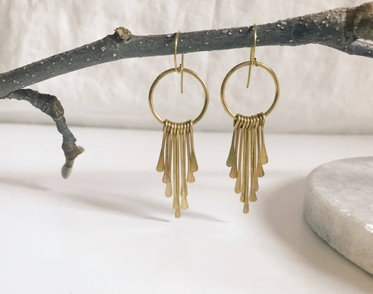 Brass fringe earrings
