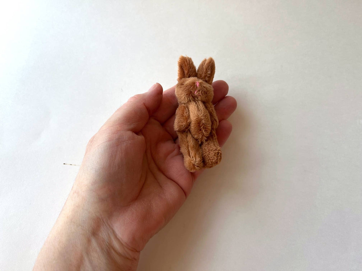Miniature Plush Bunny Rabbit Brown 