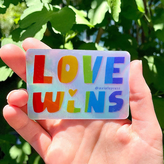 Love Wins Holographic Gay Pride Sticker