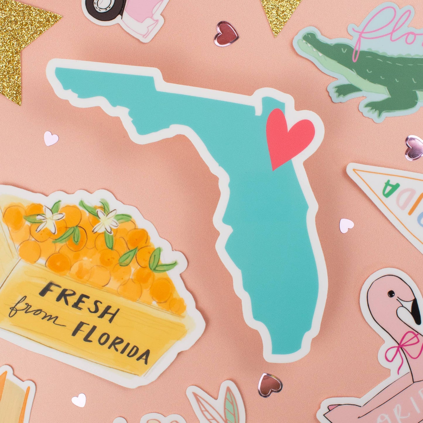 Teal Florida Heart Sticker