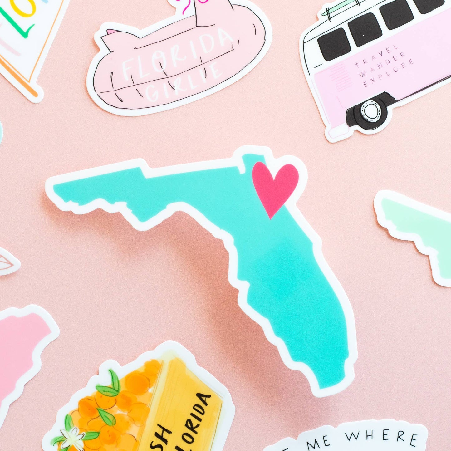 Teal Florida Heart Sticker